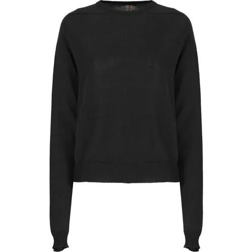 Schwarzer Wollpullover Rundhalsausschnitt , Damen, Größe: S - Rick Owens - Modalova