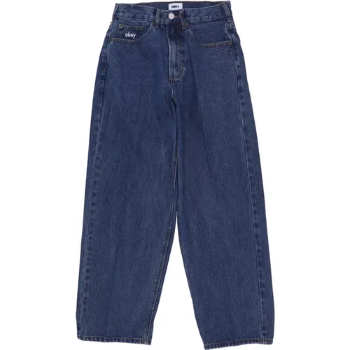 Baggy Denim Stonewash Indigo Jeans , Herren, Größe: W30 - Obey - Modalova