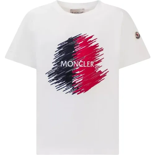 Weiße Baumwoll-Logo-T-Shirt - Moncler - Modalova