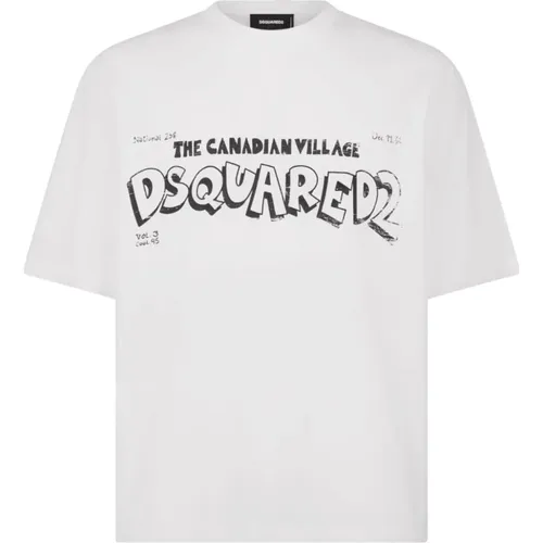 T-Shirts,Logo Print Crew Neck T-shirt - Dsquared2 - Modalova