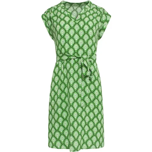 Grafikmuster Kleid Weiß Grün , Damen, Größe: L - Smashed Lemon - Modalova