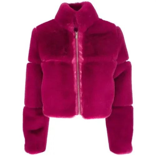 Women Zip-Up Faux Fur Jacket , female, Sizes: S - YES ZEE - Modalova
