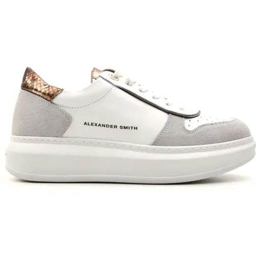 Weiße/Bronzene Sneakers für Lässigen Look - Alexander Smith - Modalova