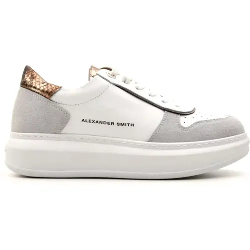 Weiße/Bronzene Sneakers für Lässigen Look , Damen, Größe: 41 EU - Alexander Smith - Modalova