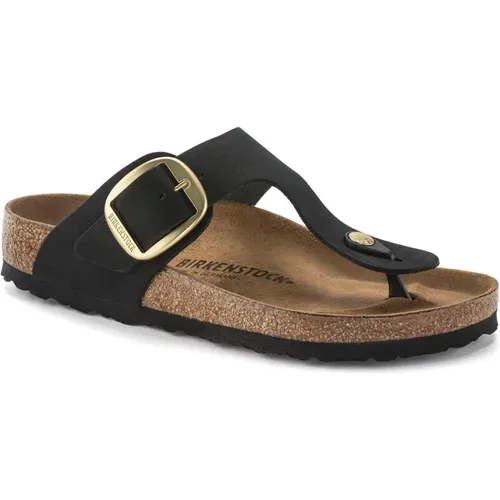 Minimalistische Nubukleder-Sandale mit großer Schnalle , Damen, Größe: 36 EU - Birkenstock - Modalova