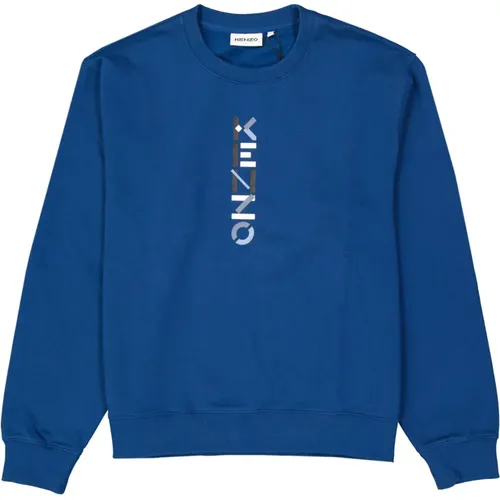Blaues Baumwoll-Sweatshirt mit Logodetail , Herren, Größe: L - Kenzo - Modalova