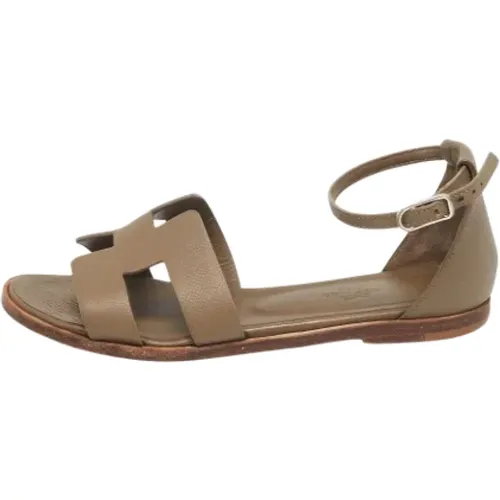 Pre-owned Leather sandals , female, Sizes: 4 UK - Hermès Vintage - Modalova