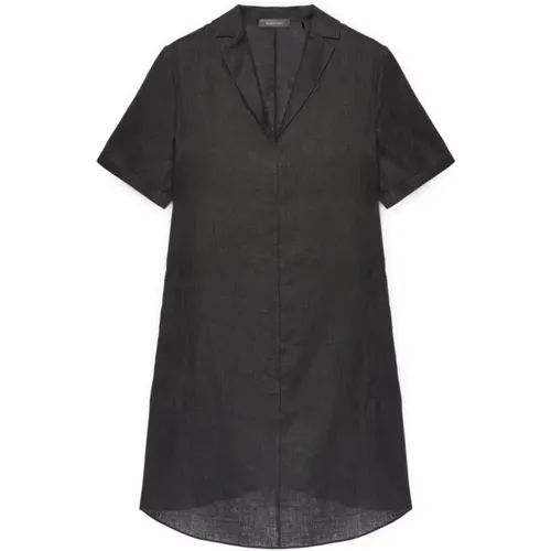 Flared Linen Dress with Revers Collar , Damen, Größe: 4XL - Elena Mirò - Modalova