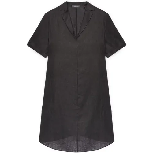Flared Linen Dress with Revers Collar , Damen, Größe: 5XL - Elena Mirò - Modalova