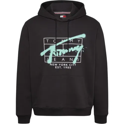 Signature Hoodie - Schwarz , Herren, Größe: 2XL - Tommy Jeans - Modalova