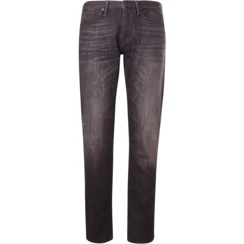 Schwarze Slim Fit Jeans mit Logo - Emporio Armani - Modalova