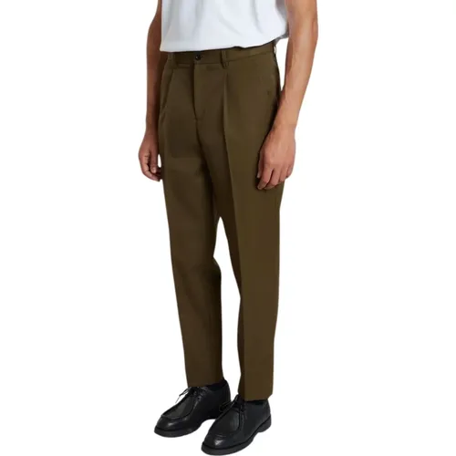 Khaki Pleated Wool Blend Trousers , male, Sizes: 2XS, M - L'Exception Paris - Modalova