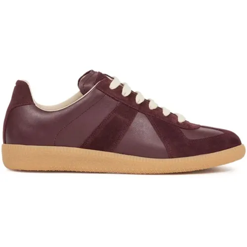 Lila Low-Top Leder Sneakers , Herren, Größe: 40 EU - Maison Margiela - Modalova