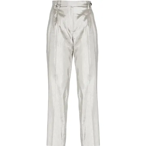 Silver Linen Pants with Pockets , female, Sizes: XS - BRUNELLO CUCINELLI - Modalova