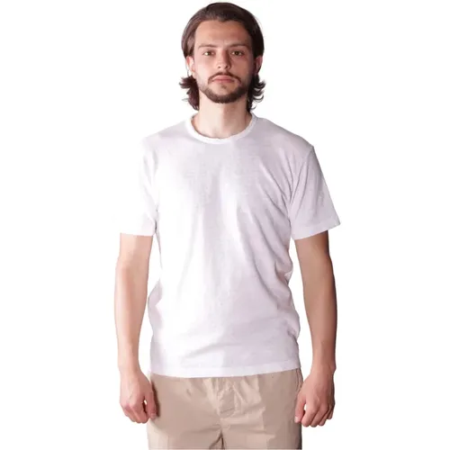 Cotton Linen Linen T-Shirt Cut cutting , male, Sizes: 4XS - Mauro Grifoni - Modalova