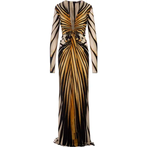 Golden Ray Of Gold Long Dress , female, Sizes: S, XS - Roberto Cavalli - Modalova