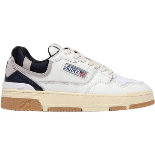 White Blue Leather Sneakers , male, Sizes: 7 UK - Autry - Modalova