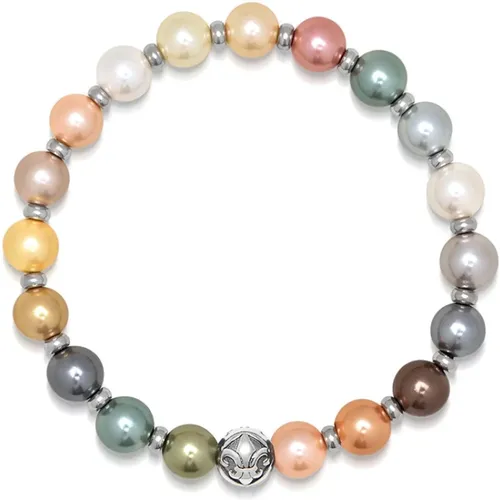 Wristband with Pastel Pearls and Silver - Nialaya - Modalova