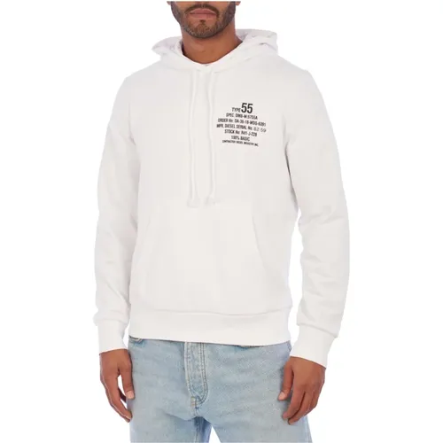 Moderne Kapuzenpullover mit Textdesign , Herren, Größe: M - Diesel - Modalova