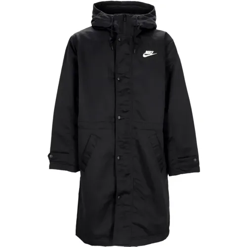 Sherpa-gefütterte Kapuze Lange Jacke Schwarz/Weiß , Herren, Größe: M - Nike - Modalova