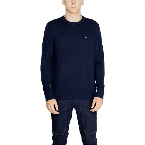 Blauer Bedruckter Strick Herbst/Winter Herren , Herren, Größe: 3XL - Tommy Hilfiger - Modalova