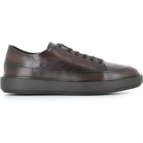 Dunkelbraune Ledersneakers - Officine Creative - Modalova