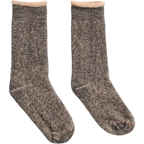 Doppelseitige Gestrickte Socken Schwarz Braun , unisex, Größe: L - RoToTo - Modalova