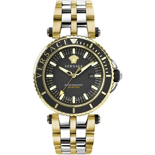 V-Race Diver Bicolor Watch , male, Sizes: ONE SIZE - Versace - Modalova