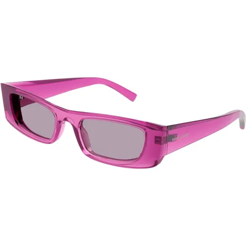 Rosa Rechteckige Sonnenbrille , Damen, Größe: 52 MM - Saint Laurent - Modalova