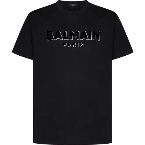 Cotton T-Shirt with Unique Logo , male, Sizes: S, M, L - Balmain - Modalova