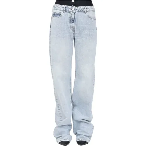 Straight Denim Jeans mit Neopren-Korsett , Damen, Größe: W26 - Elisabetta Franchi - Modalova