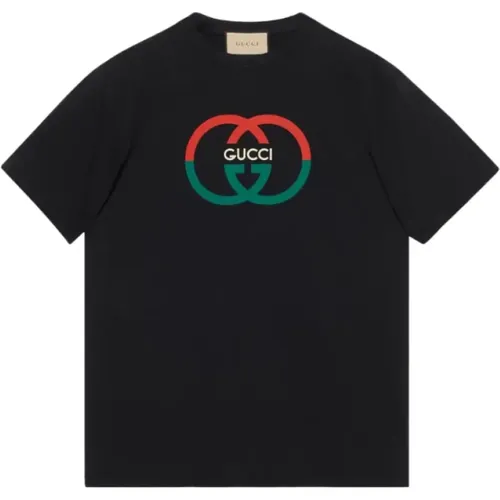 Logo-print Cotton T-shirt , male, Sizes: M, L, XL, S - Gucci - Modalova