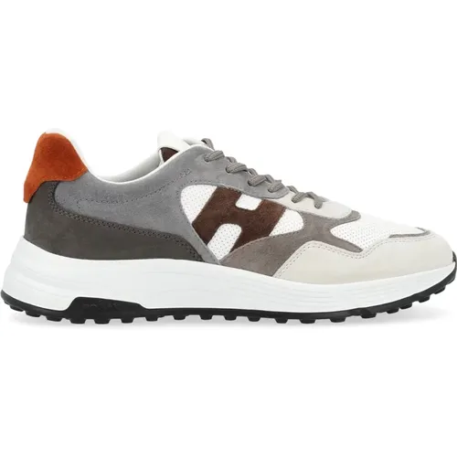 Hyperlight Ledersneaker in Weiß, Grau und Braun , Herren, Größe: 43 1/2 EU - Hogan - Modalova