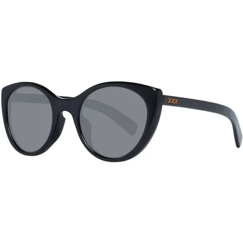 Schwarze runde Kunststoff-Sonnenbrille UV-Schutz - Ermenegildo Zegna - Modalova