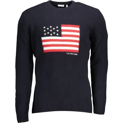 Blauer Pullover mit Langen Ärmeln Bestickt , Herren, Größe: 2XL - U.S. Polo Assn. - Modalova