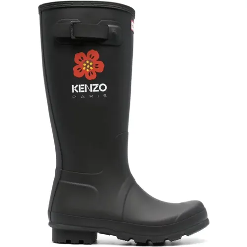 Schwarze Blumen Wasserdichte Wellington Stiefel , Herren, Größe: 40 EU - Kenzo - Modalova