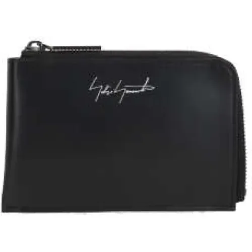 Schwarze Lederbrieftasche mit ikonischem Logo - Yohji Yamamoto - Modalova