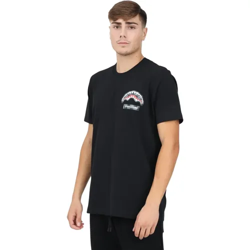 Kariertes Shark Schwarzes T-Shirt , Herren, Größe: M - SPRAYGROUND - Modalova