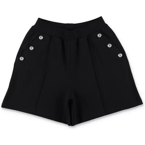 Schwarze/Silberne High-Waisted Shorts - Balmain - Modalova