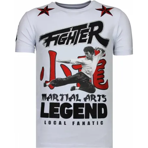 Fighter Legend Rhinestone - Herren T-Shirt - 13-6211W , Herren, Größe: M - Local Fanatic - Modalova