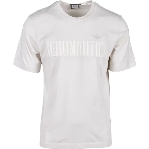 Militärstil Baumwoll-T-Shirt , Herren, Größe: L - aeronautica militare - Modalova