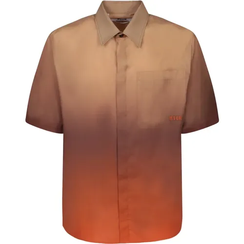 Short Sleeve Cotton Shirt with Chest Pocket , male, Sizes: L, XL - Msgm - Modalova