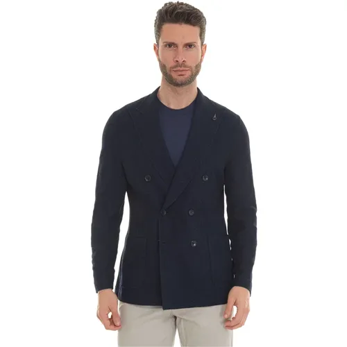 Double-Breasted Textured Cotton Jacket , male, Sizes: XL, M, S, 2XL - Paoloni - Modalova
