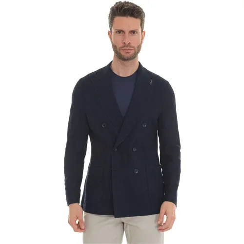 Double-Breasted Textured Cotton Jacket , male, Sizes: XL, M, S - Paoloni - Modalova