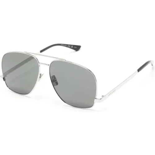 Silberne Sonnenbrille mit Originalzubehör - Saint Laurent - Modalova