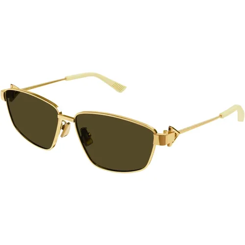 Gold/Brown Sunglasses , female, Sizes: 61 MM - Bottega Veneta - Modalova