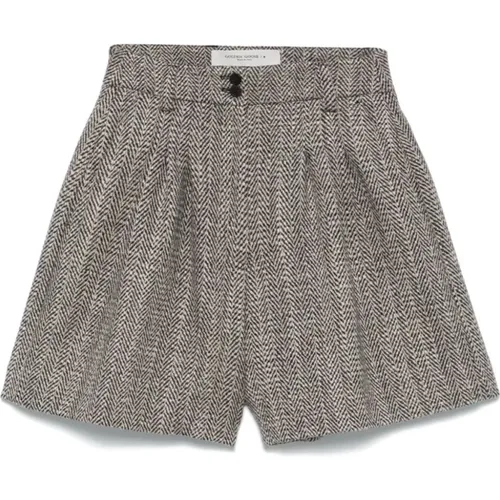 Blaue Woll-Herringbone-Shorts , Damen, Größe: 2XS - Golden Goose - Modalova