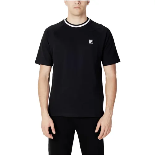 Schwarzes T-Shirt mit kurzen Ärmeln und Rundhalsausschnitt , Herren, Größe: S - Fila - Modalova