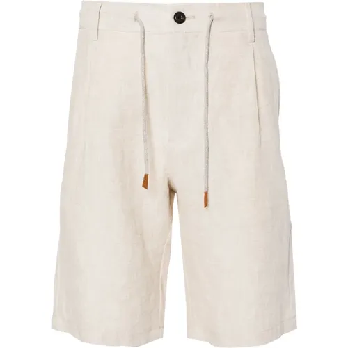 Linen Drawstring Shorts with Pockets , male, Sizes: W34, W32, W38, W36, W33 - Eleventy - Modalova