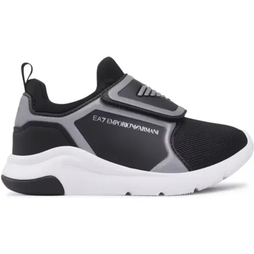 Schwarze Kindersneaker mit seitlichem Logo - Emporio Armani EA7 - Modalova